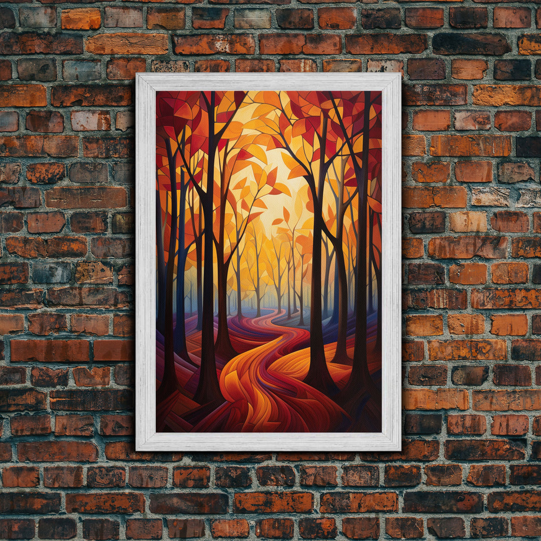 Abstract Wall Art, Forest Print, Fall Wall Art, Canvas Print, Wall Art, Vertical Print, Nature Print, College Dorm Decor, Living Room Prints