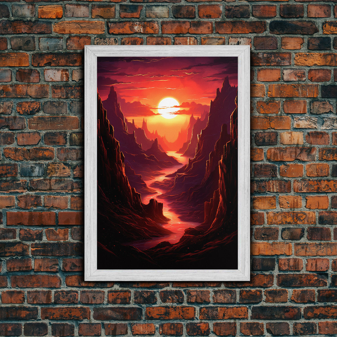 Sunset Wall Art, Fantasy Artwork, River Wall Print, Landscape Wall Art, Canvas Print, Wall Art, Vertical Art, Ranch Decor, Farmhouse Art