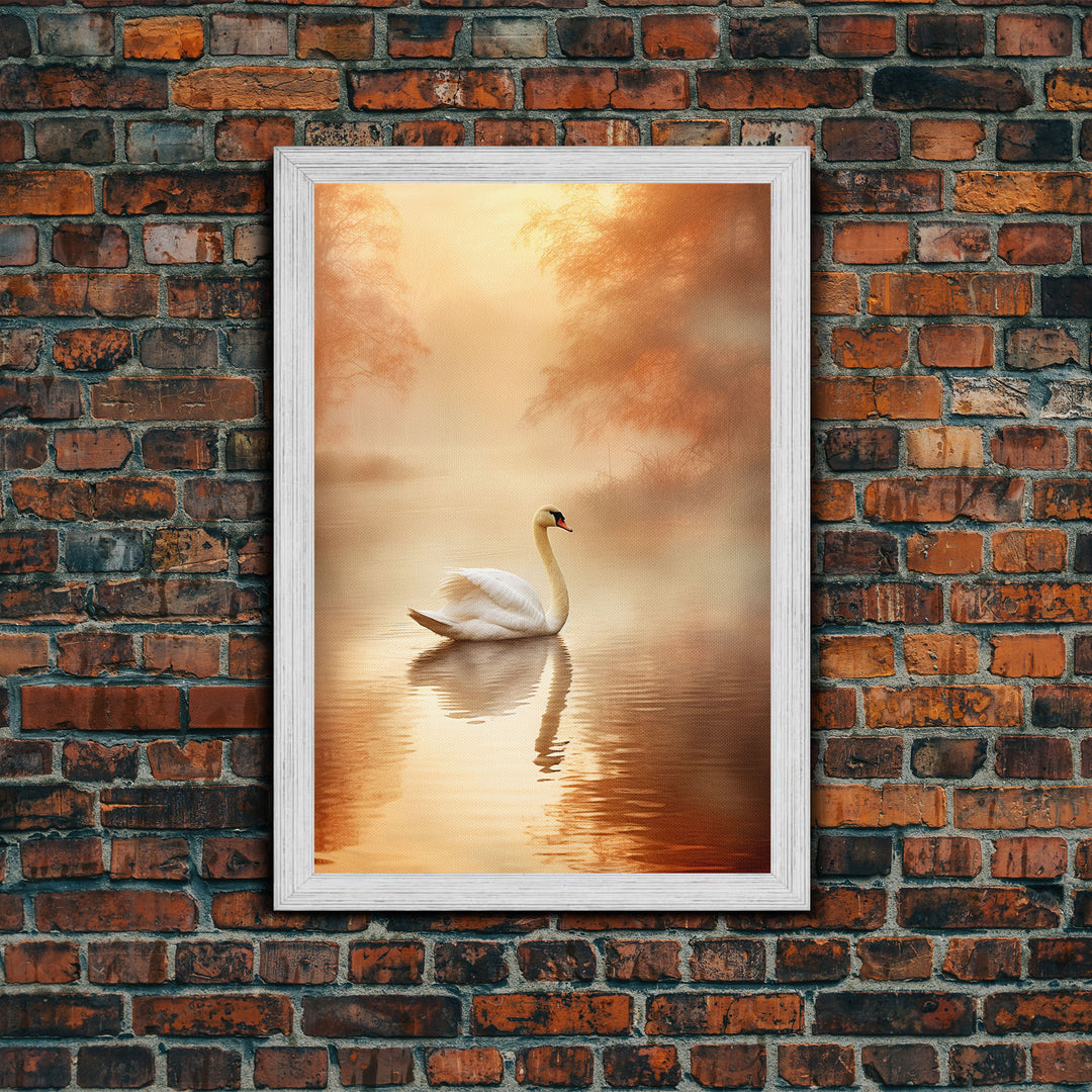 Lake Art Print, Swan Print, Bird Art, Animal Wall Art, Canvas Print, Wall Art, Vertical Art, Wedding Gift, Modern Office Art, Indie Room Art