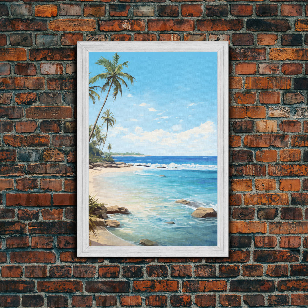 Palm Trees Wall Print, Seashore Wall Art, Beach Wall Art, Tropical Art, Canvas Print, Wall Art, Vertical Art, Bedroom Prints, Travel Print