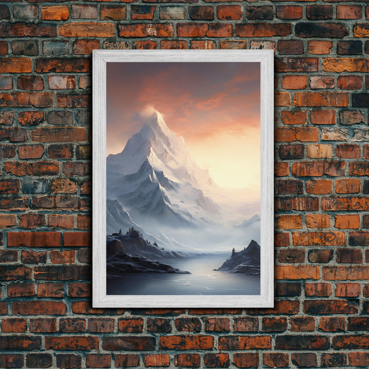 Winter Landscape, Mountains Wall Print, Sunset Wall Art, Canvas Print, Wall Art, Vertical Art, Engagement Gift, Camper Wall Decor, Room Art