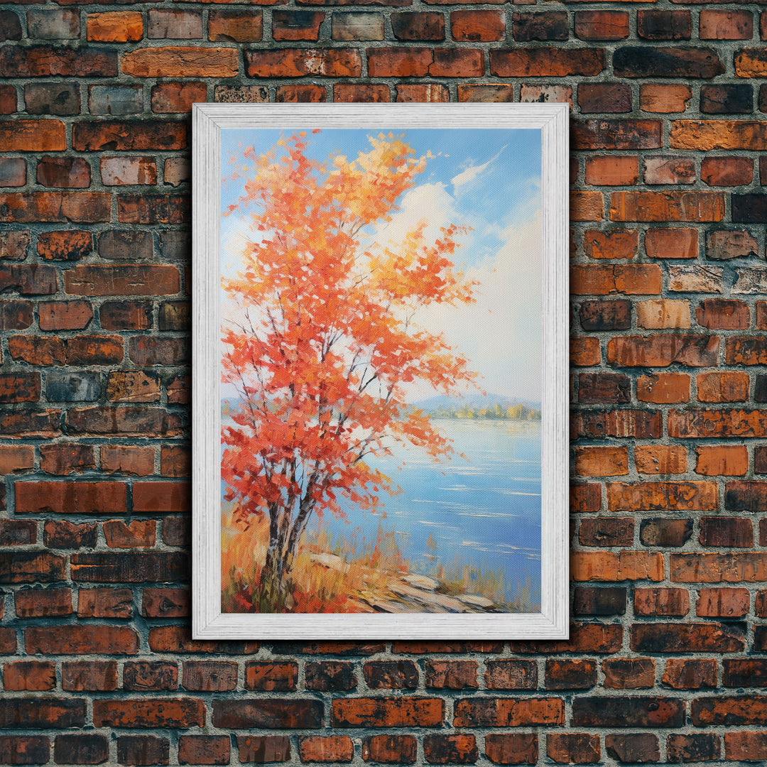 River Wall Art, Fall Art, Trees Wall Art, Landscape Art, Sunset Wall Art, Canvas Print, Wall Art, Vertical Art, Home Wall Decor, Office Art