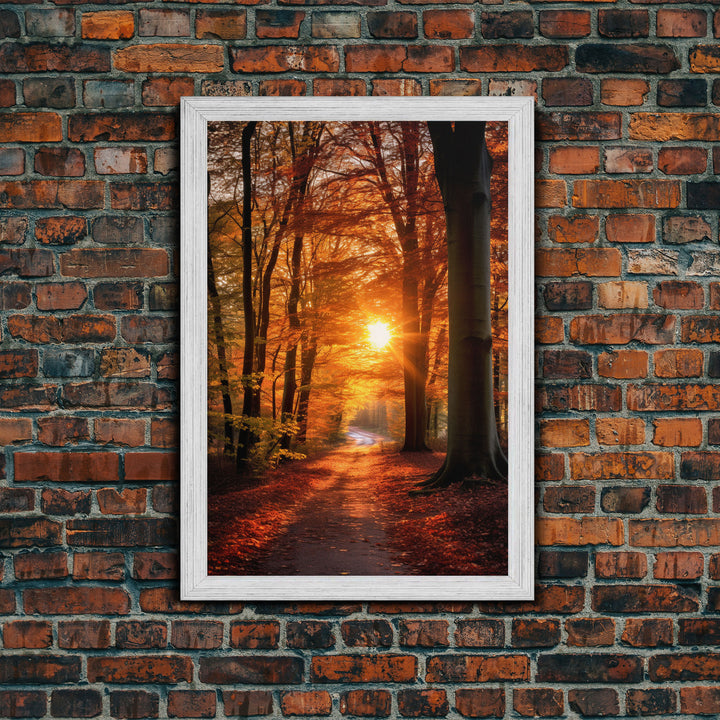 Fall Forest Art, Trees Art Print, Nature Wall Art, Sunset Art, Canvas Print, Wall Art, Vertical Art, Dining Room Prints, Hostess Gift