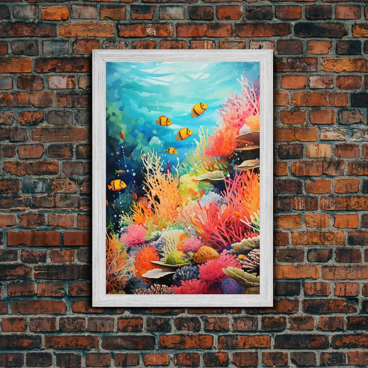 Under The Sea, Canvas Print, Wall Art, Vertical Art, Ocean Nursery Art, Nautical Wall Art, Home Decor Prints, Gift For Friend, Dorm Room Art