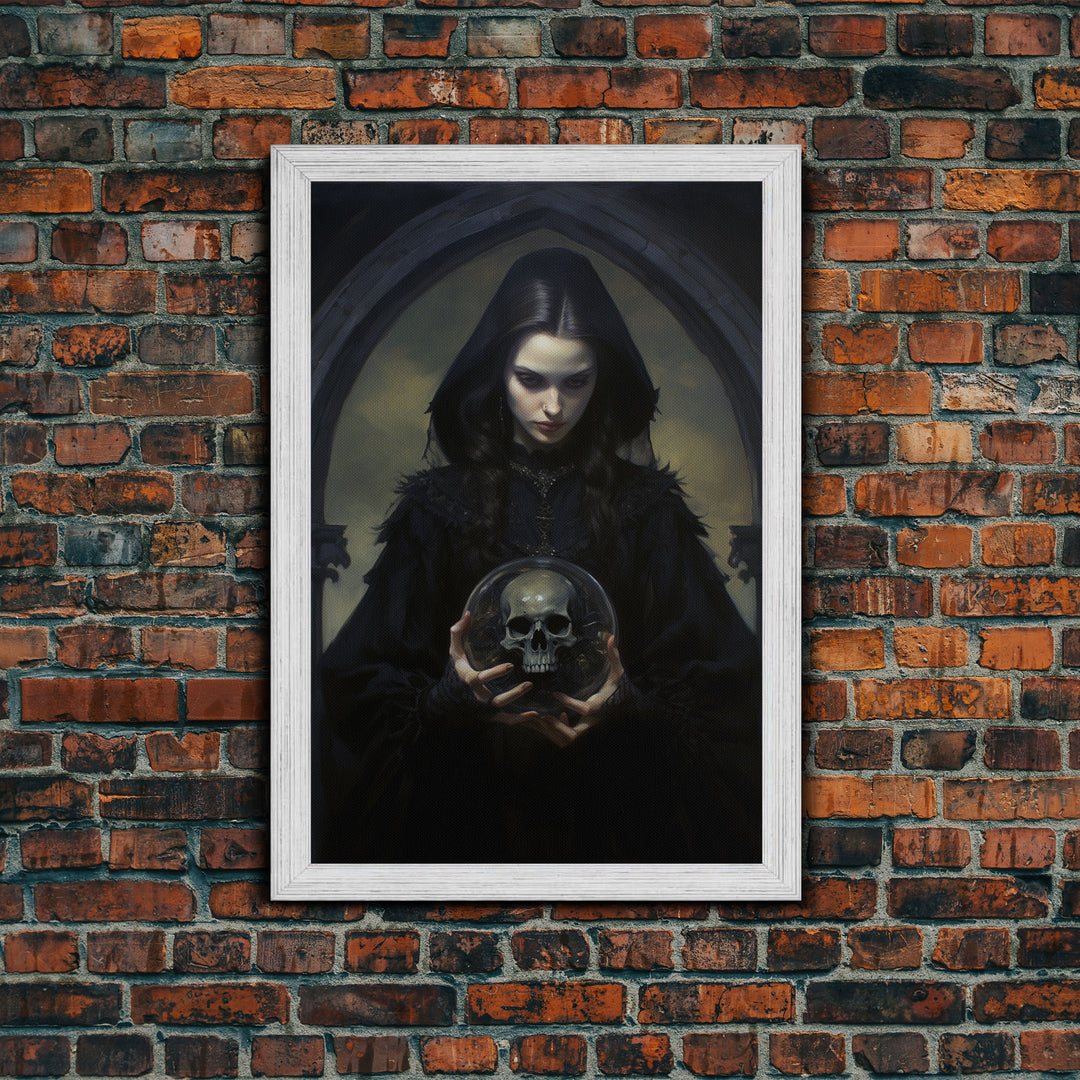 The Fortune Teller, Halloween Canvas Print, Framed Canvas, Unique Wall Art, Goth Art, Dark Academia, Witch Art, Witchcraft