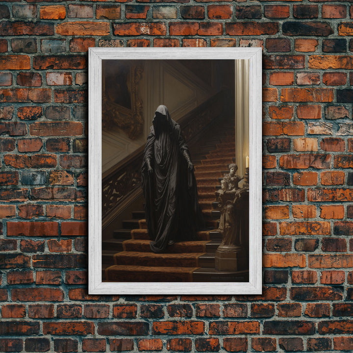 The Phantom, Gothic Halloween Decor, Framed Canvas Print, Scary Horror Art, Goth Decor, Moody Oil Painting, Dark Academia