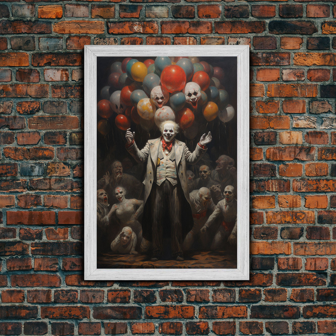 The Cursed Circus, Halloween Canvas Print / Framed Canvas, Victorian Gothic Oil Painting Print, Circus Decor, Macabre Horror Prints