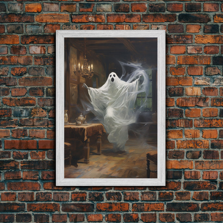 The Haunting On Donahue, Ghost Print, Framed Canvas, Halloween Canvas Print, Horror Print, Macabre Dark Academia Wall Art