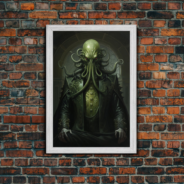 The Demon Cthulhu, Gothic Art, Framed Canvas Print, Halloween Decor, The Gentleman Cthulhu, Goth Art, Demonic Halloween Decor