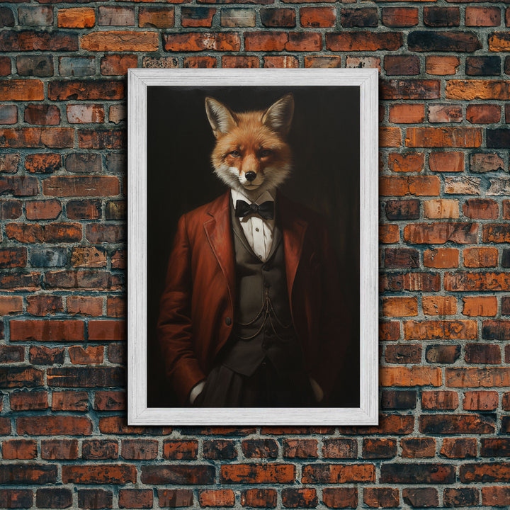 The Victorian Business Fox, Framed Canvas or Canvas Print, Halloween Decor, Dark Academia, Funny Halloween Decorations