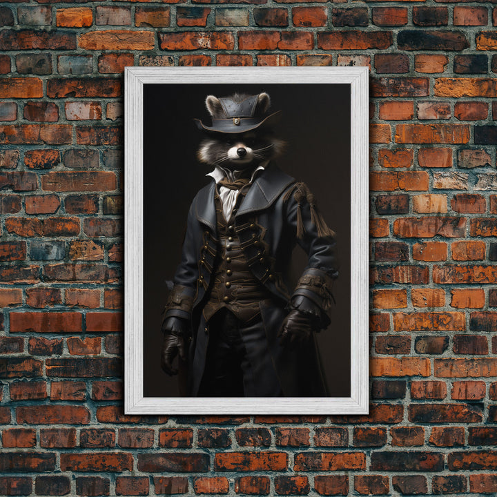 Funny Raccoon Art, Framed Canvas Print Or Poster, Funny Halloween Art, Victorian Raccoon Oil Painting Portrait