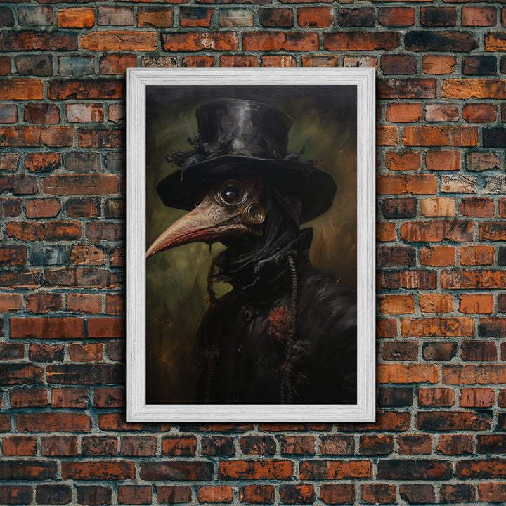 Vintage Plague Doctor Print, Vintage Canvas, Art Canvas Print, Dark Academia, Gothic Plague Doctor, Gothic Victorian Art, Framed Canvas