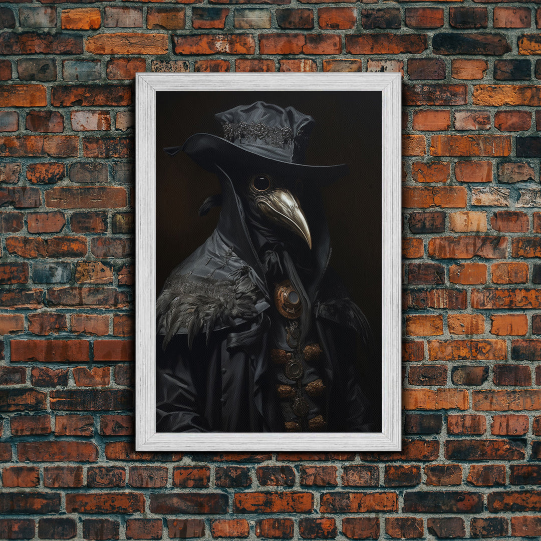 Gothic Plague Doctor Print, Vintage Canvas, Art Canvas Print, Dark Academia, Gothic Plague Doctor, Gothic Victorian Art, Framed Canvas