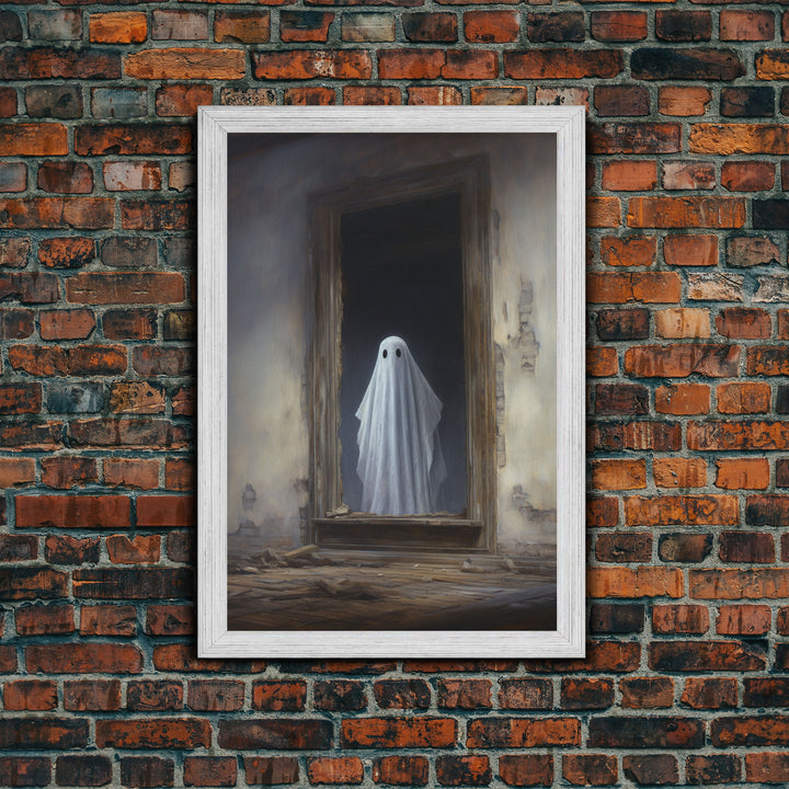 The Ghost In The Mirror, Framed Canvas or Canvas Print, Gothic Victorian Halloween Painting, Cool Halloween Decor, Dark Academia