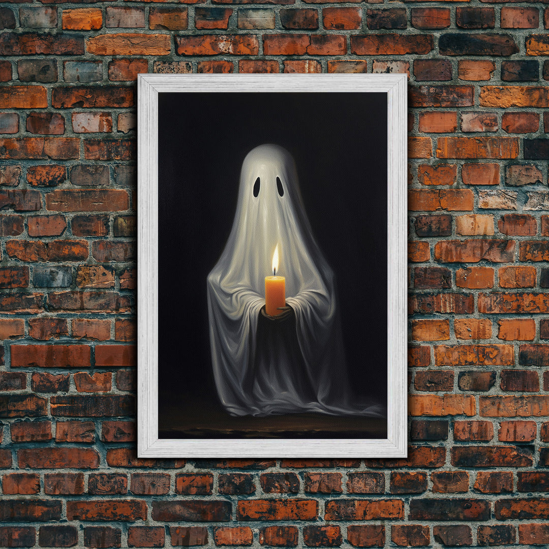 Victorian Halloween Art, Ghost Holding A Candle, Framed Canvas Print or Canvas, Dark Academia, Haunting Ghost, Halloween Decor