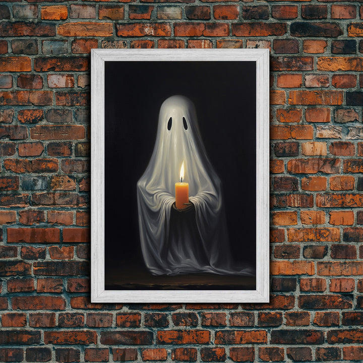 Victorian Halloween Art, Ghost Holding A Candle, Framed Canvas Print or Canvas, Dark Academia, Haunting Ghost, Halloween Decor