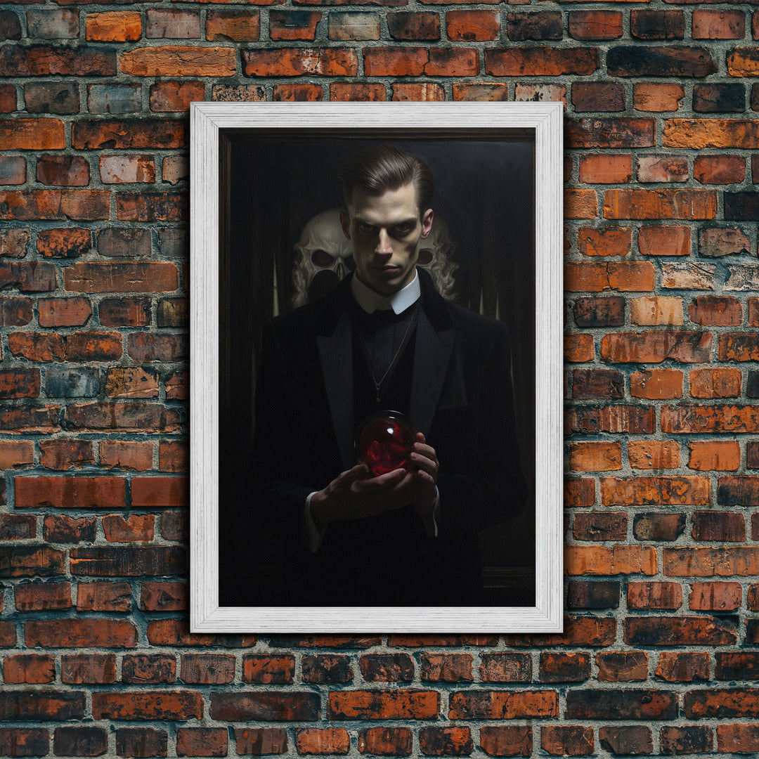 Portrait Of A Vampire Lestat, Framed Canvas Print, Spooky Halloween Art