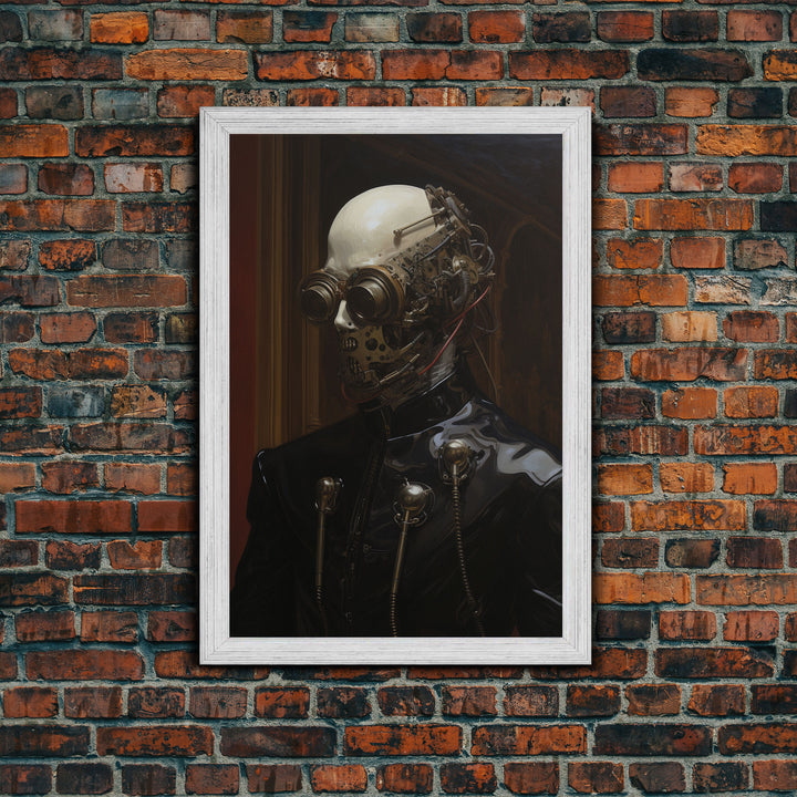 Halloween Cyborg, Creepy Art, Framed Canvas Print, Spooky Home Decor, Halloween Wall Art, Halloween Decorations, Scary Art