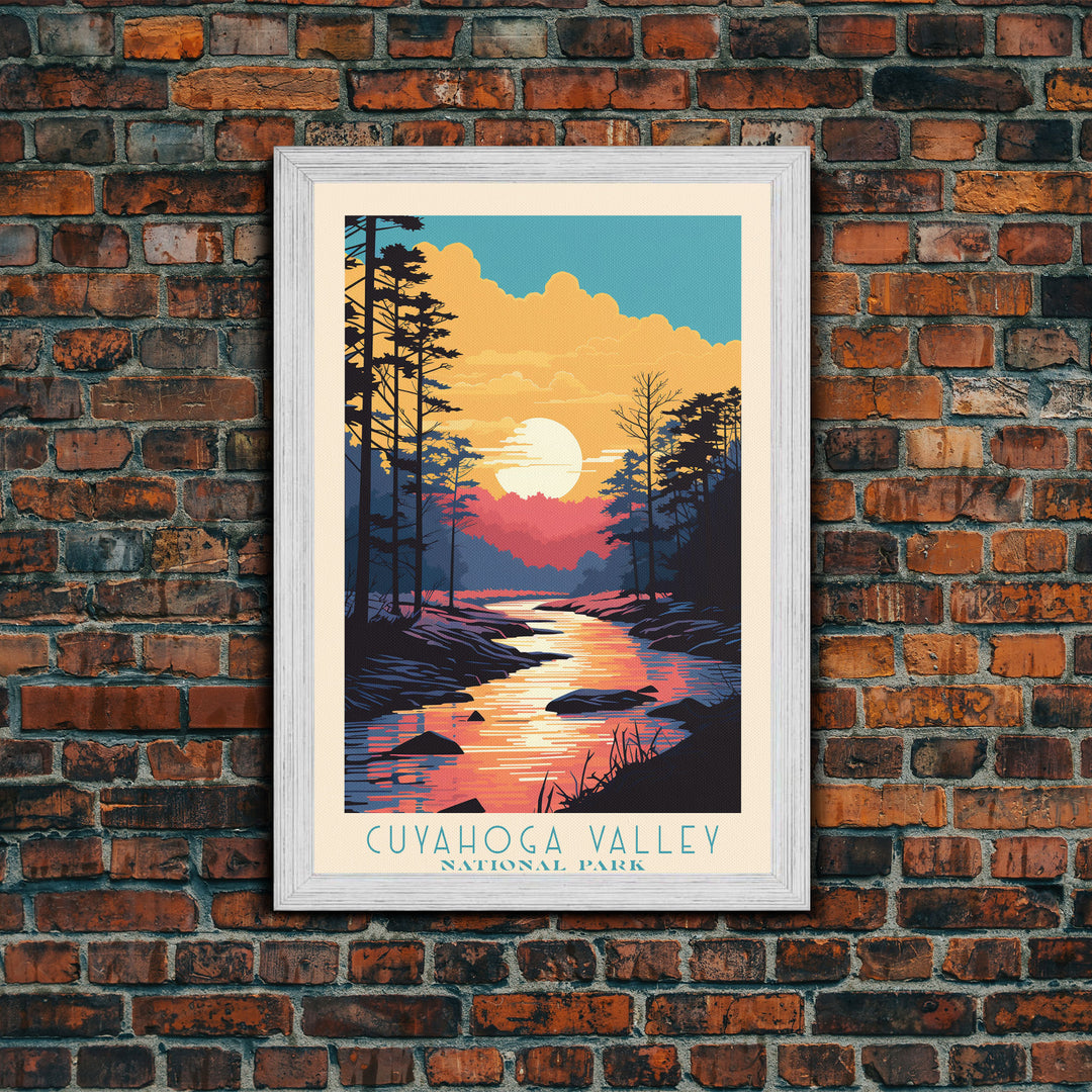 Cuyahoga Valley National Park Travel Poster Print, Canvas Print Wall Art, Ohio Travel Art, Midcentury Modern Travel Decor