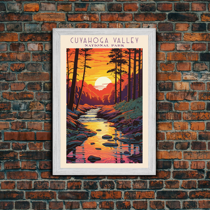 Cuyahoga Valley National Park Ohio Travel Art, National Park Print, Minimalist Travel Art, Midcentury Modern Style Landscape Painting