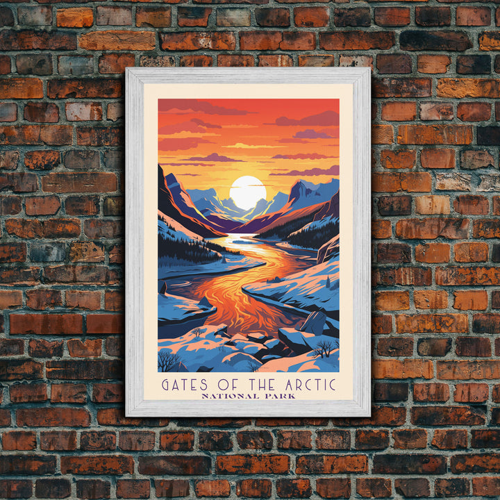 Gates of the Arctic National Park Travel Poster Art, Canvas Print Wall Art, Alaska Travel Art, Midcentury Modern Travel Decor, MCM Wall Art