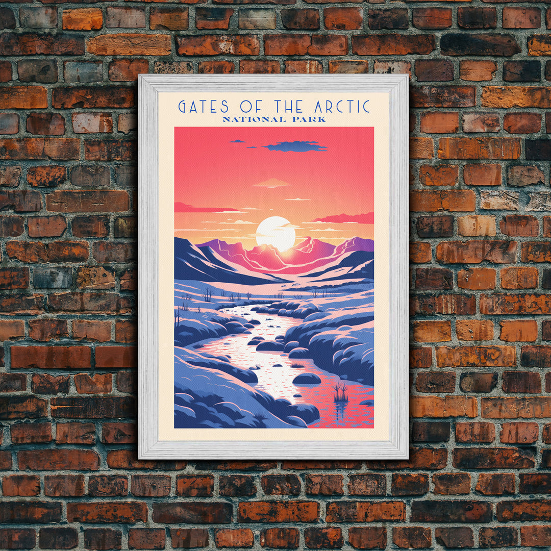 Gates of the Arctic National Park Travel Poster Art, Canvas Print Wall Art, Alaska Travel Art, Midcentury Modern Travel Decor, MCM Wall Art