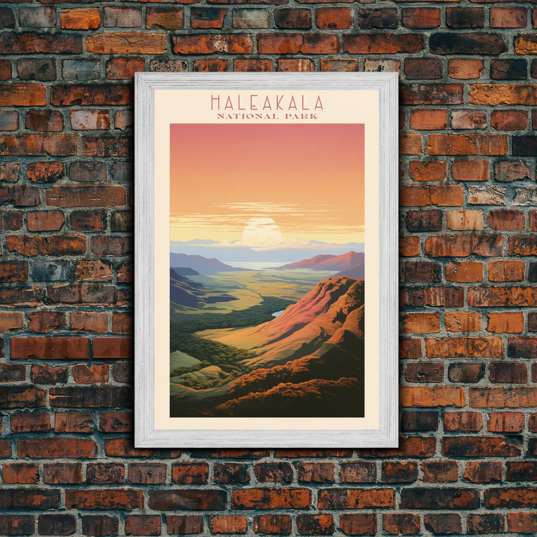 Haleakalā National Park Travel Poster Art, Canvas Print Wall Art, Maui Hawaii Travel Art, Midcentury Modern Travel Decor, Wall Art