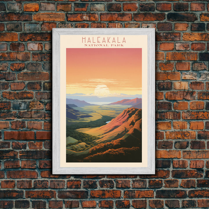 Haleakala National Park Hawaii Travel Art, National Park Print, Minimalist Travel Art, Midcentury Modern Style Landscape Painting