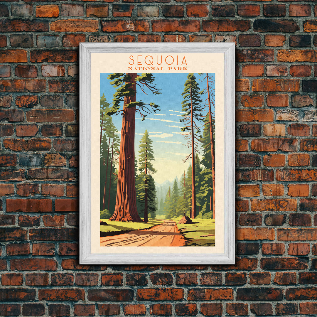 Sequoia National Park California Travel Art, National Park Print, Minimalist Travel Art, Midcentury Modern Style Landscape Painting