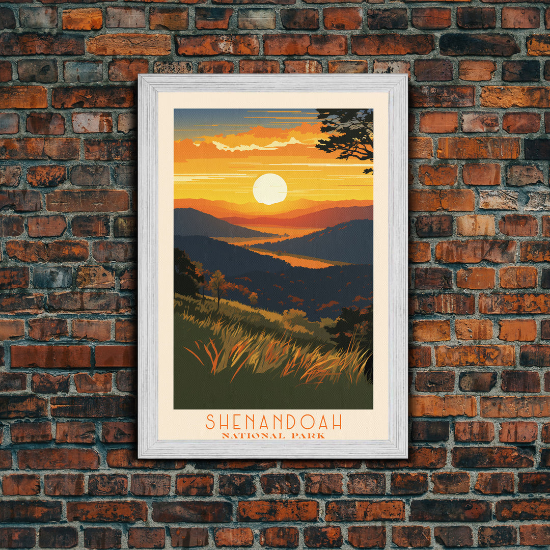 Shenandoah National Park, Virginia Travel Art, National Park Print, Minimalist Travel Art, Midcentury Modern Retro Style Landscape