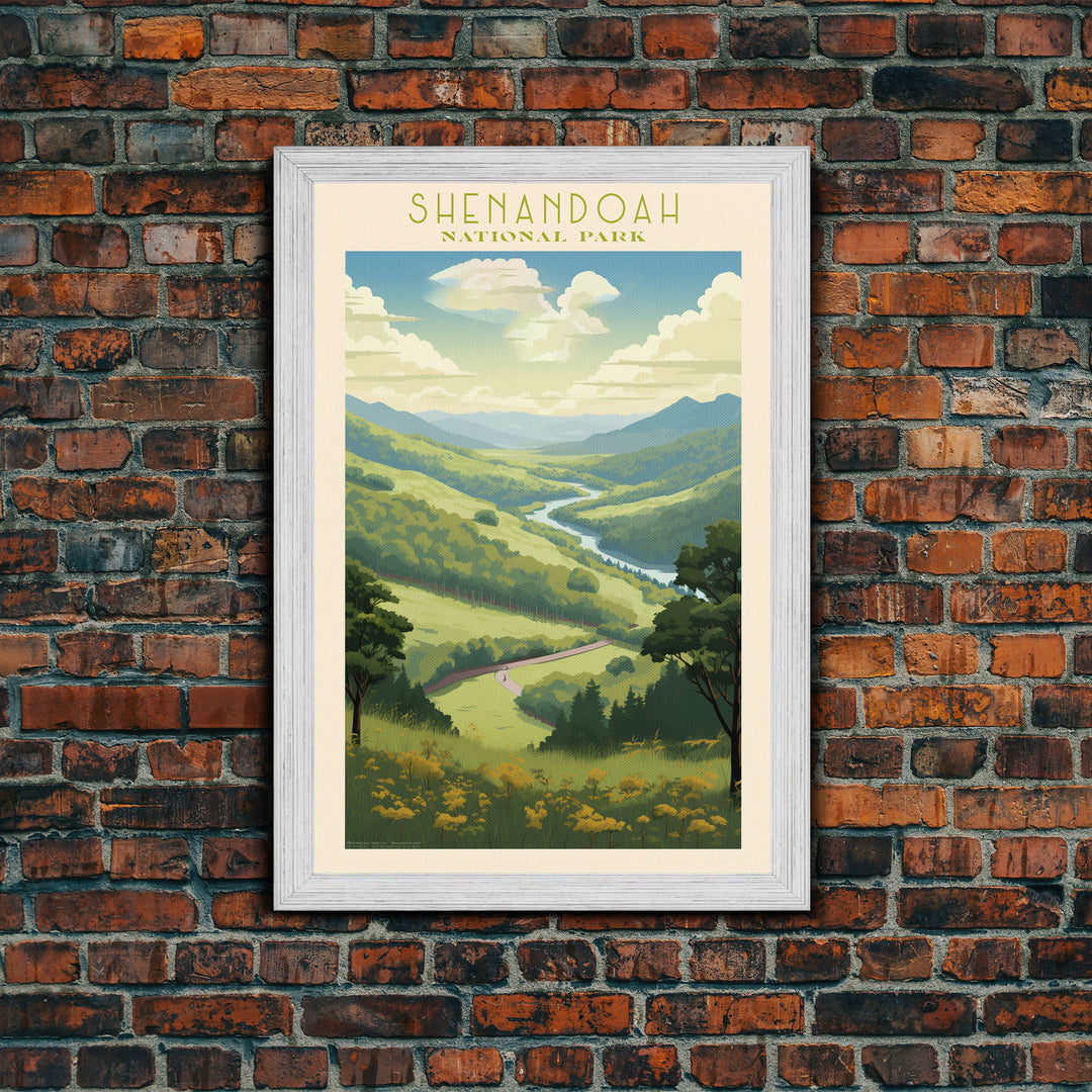 Shenandoah National Park Virginia Travel Art, National Park Print, Minimalist Travel Art, Midcentury Modern Style Landscape Painting