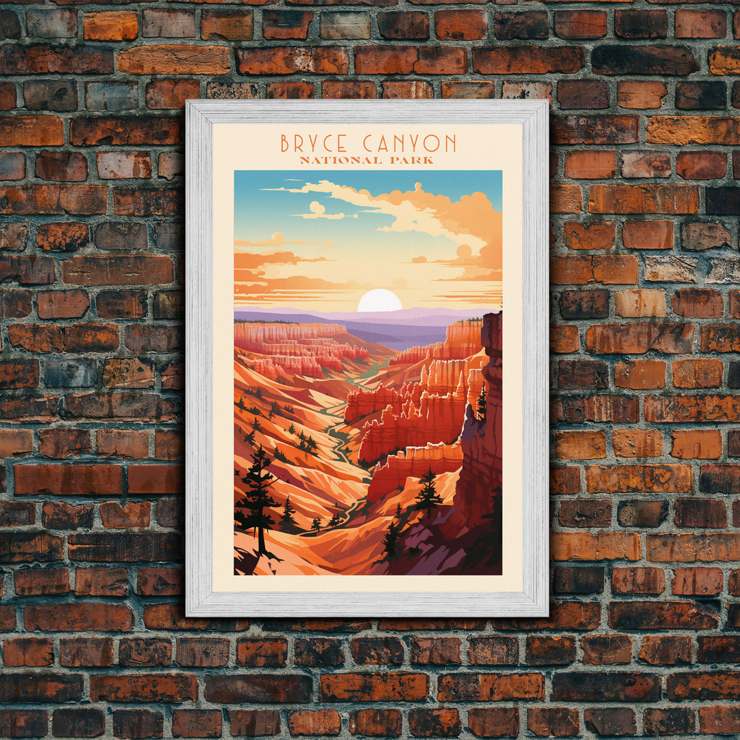 Bryce Canyon National Park Travel Poster Print, Canvas Print Wall Art, Utah Travel Art, Midcentury Modern Travel Decor