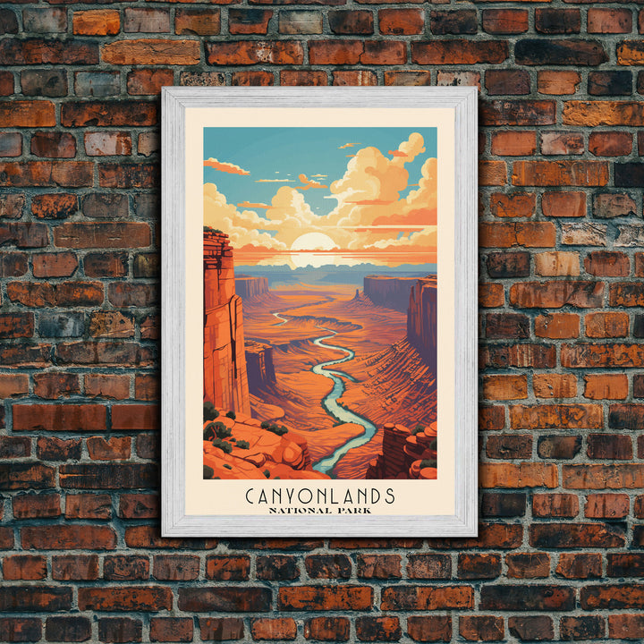 Canyonlands National Park Utah Travel Art, National Park Print, Minimalist Travel Art, Midcentury Modern Style Landscape Painting