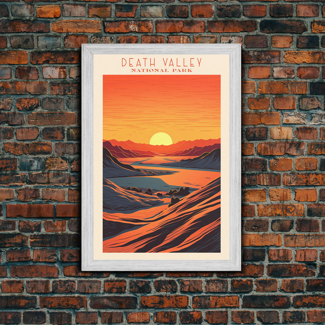 Death Valley National Park California Travel Art, National Park Print, Minimalist Travel Art, Midcentury Modern Style Landscape Painting