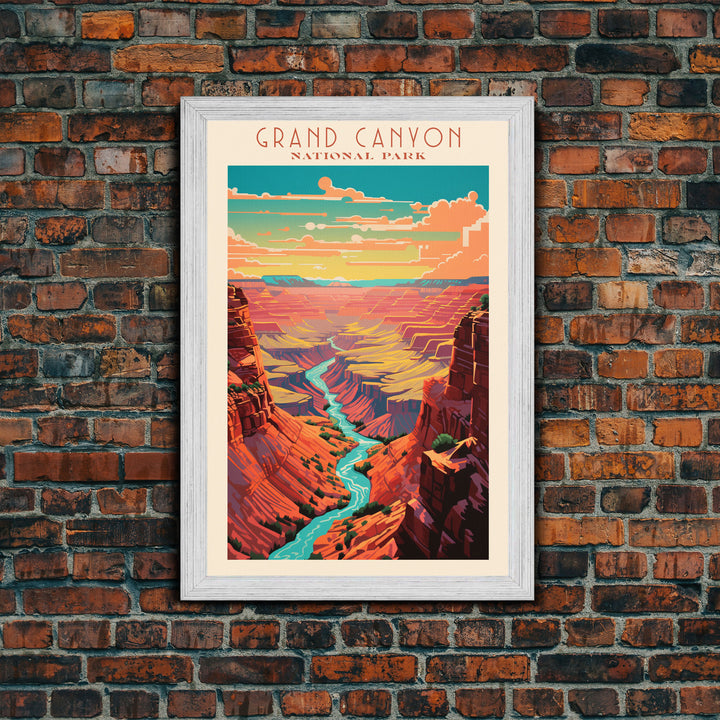 Grand Canyon National Park Travel Poster Art, Canvas Print Wall Art, Arizona Travel Art, Midcentury Modern Travel Decor, MCM Wall Art