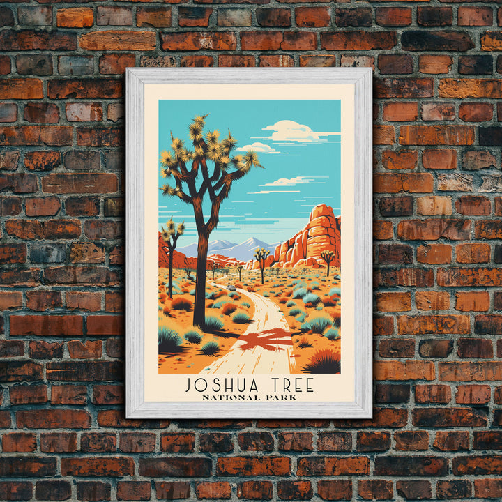 Joshua Tree National Park, California Travel Art, National Park Print, Minimalist Travel Art, Midcentury Modern Retro Style Landscape