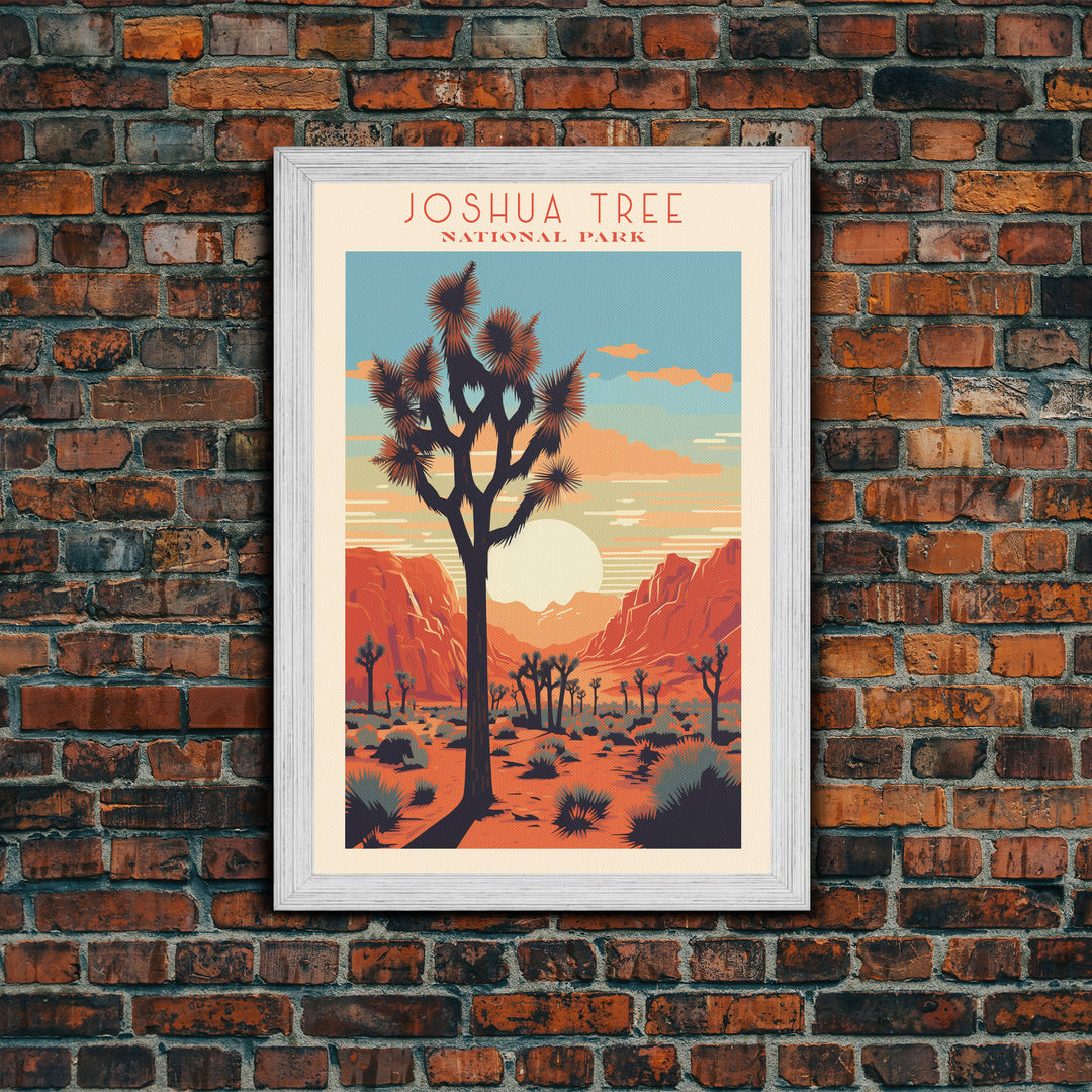 Joshua Tree National Park California Travel Art, National Park Print, Minimalist Travel Art, Midcentury Modern Style Landscape Painting