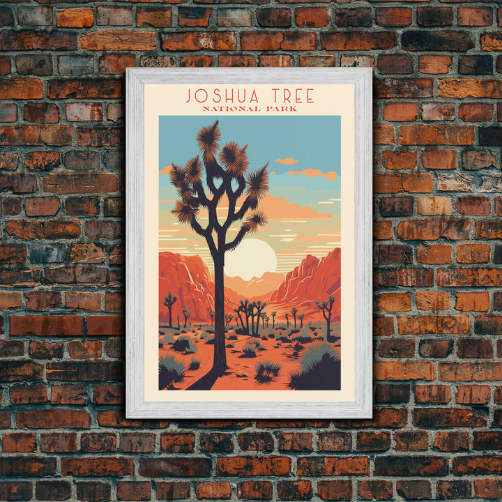 Joshua Tree National Park California Travel Art, National Park Print, Minimalist Travel Art, Midcentury Modern Style Landscape Painting