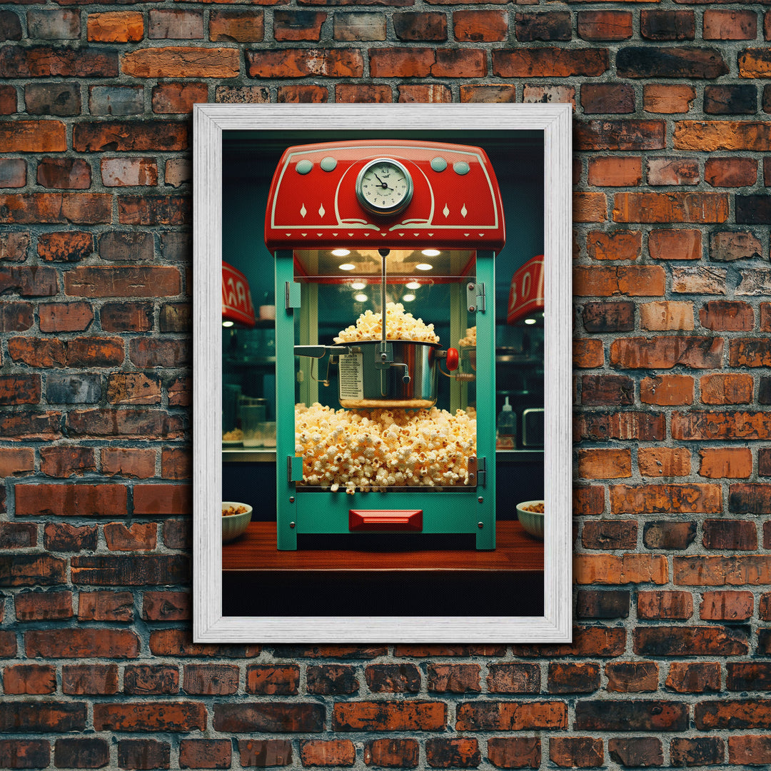 Popcorn Machine, Game Room Wall Art, Movie Wall Art, Canvas Print, Wall Hanging, Portrait Art, New Homeowner Gift, Dining Room Prints