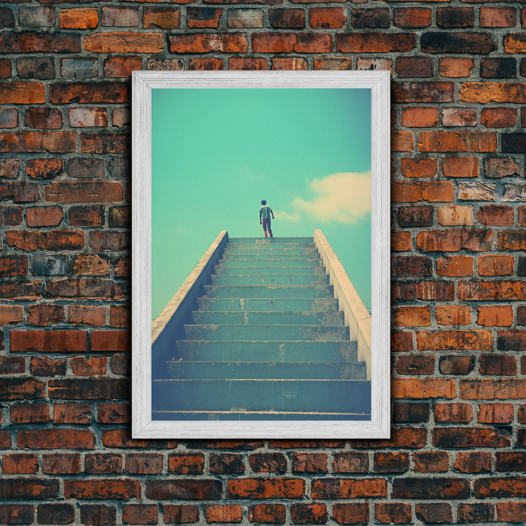 Stairs, Abstract Wall Art, Minimalist Wall Art, Canvas Print, Wall Hanging, Portrait Art, Thank You Gift, Above Bed Art, Home Wall Decor