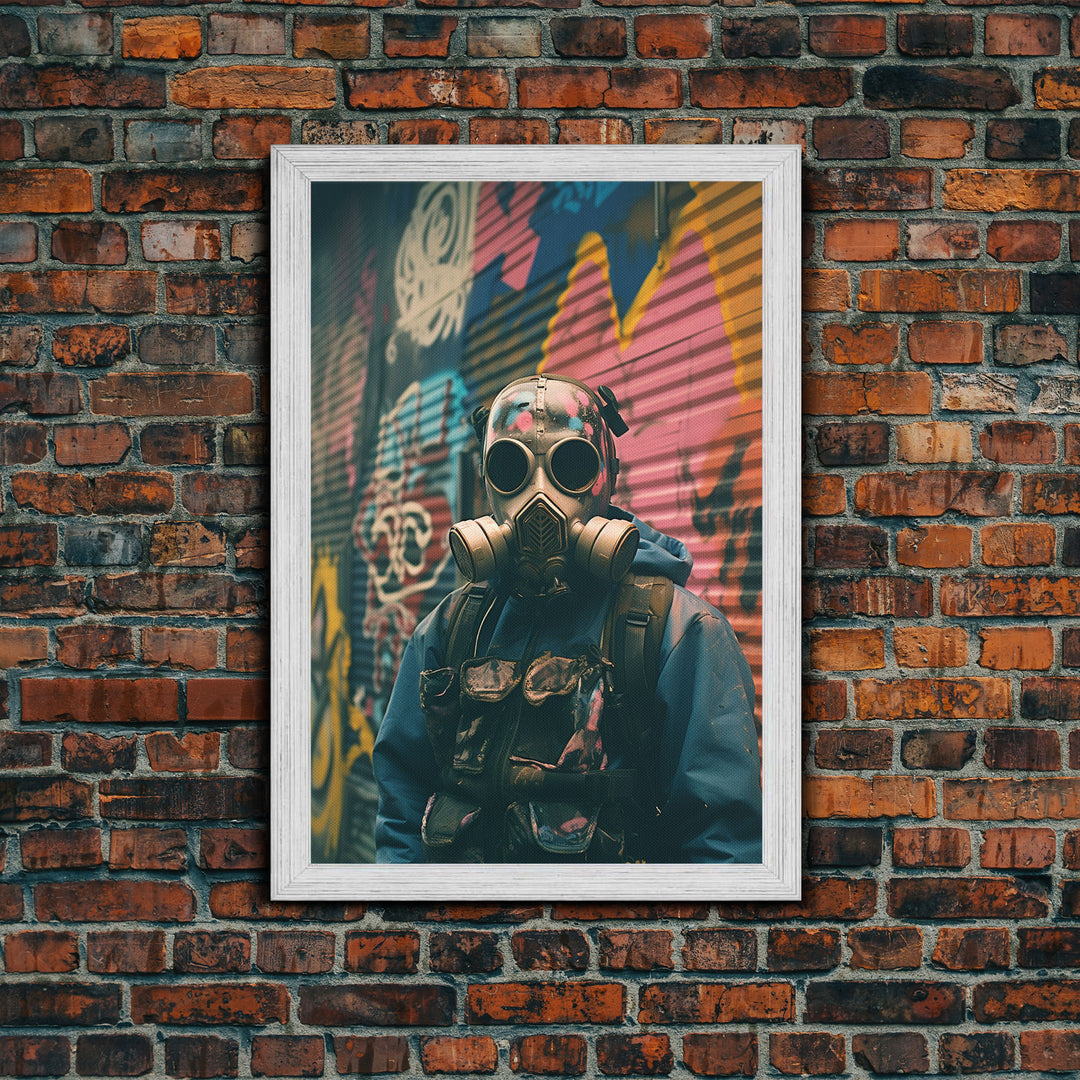 Gas Mask, Urban Wall Art, Graffiti, Canvas Print, Wall Hanging, Portrait Art, Bedroom Prints, Modern Home Decor, Dorm Room Art, RV Decor