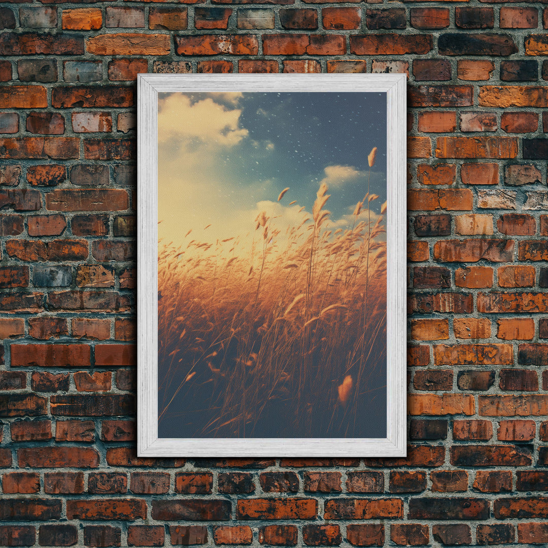 Wheat Field Print, Farmhouse Wall Decor, Cocktail Wall Art, Canvas Print, Wall Hanging, Portrait Art, Country Home Decor, Rustic Wall Decor