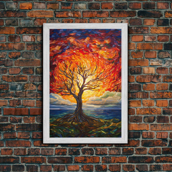 Burning Tree Art, Abstract Art, Tree Wall Art, Canvas Print, Wall Hanging, Portrait Art, Thank You Gift, Bedroom Prints, Indie Room Decor