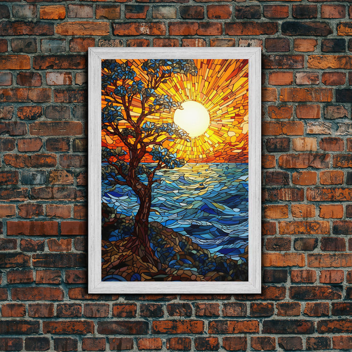 River Wall Art, Sunset, Abstract Art, Tree Wall Art, Canvas Print, Wall Hanging, Portrait Art, Appreciation Gift, Above Couch Wall Art