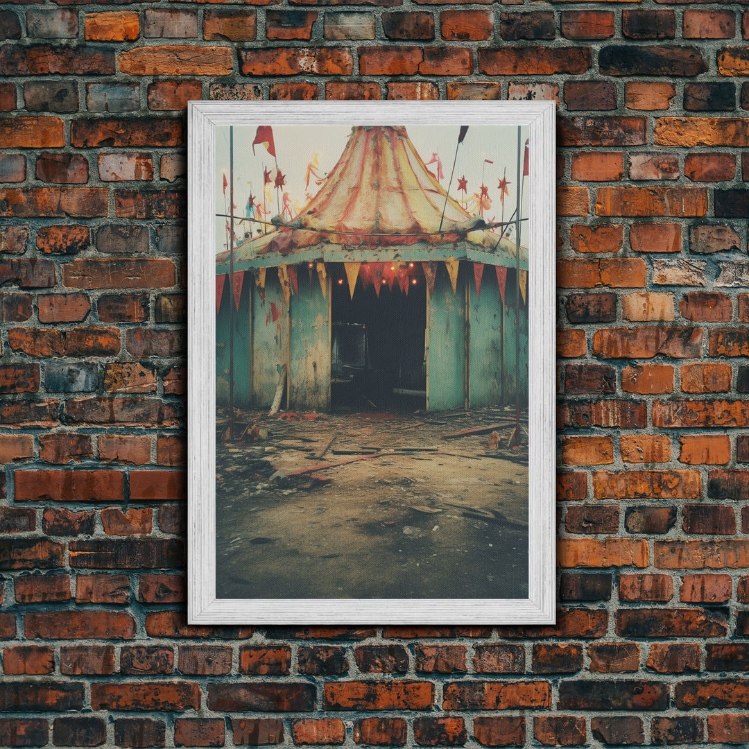 Carnival Art, Circus Tent, Minimalist Art, Canvas Print, Wall Hanging, Portrait Art, Creepy Wall Decor, Spooky Art Print, Modern Prints