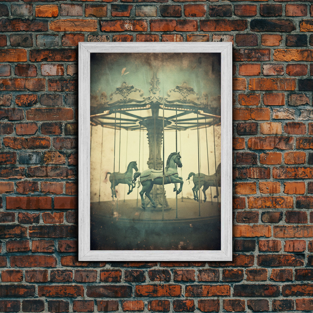 Carnival Art, Circus Print, Carousel Art Print, Canvas Print, Wall Hanging, Portrait Art, Spooky Room Decor, Entryway Prints, Home Wall Art