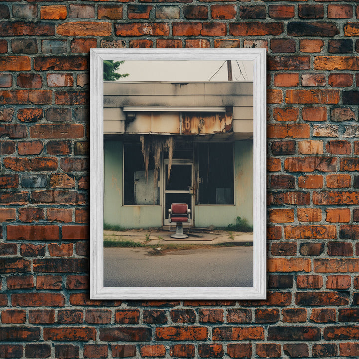 Abandoned Building, Barber Shop Art, Canvas Print, Wall Hanging, Portrait Art, Creepy Wall Decor, Spooky Art Print, Wall Art Prints