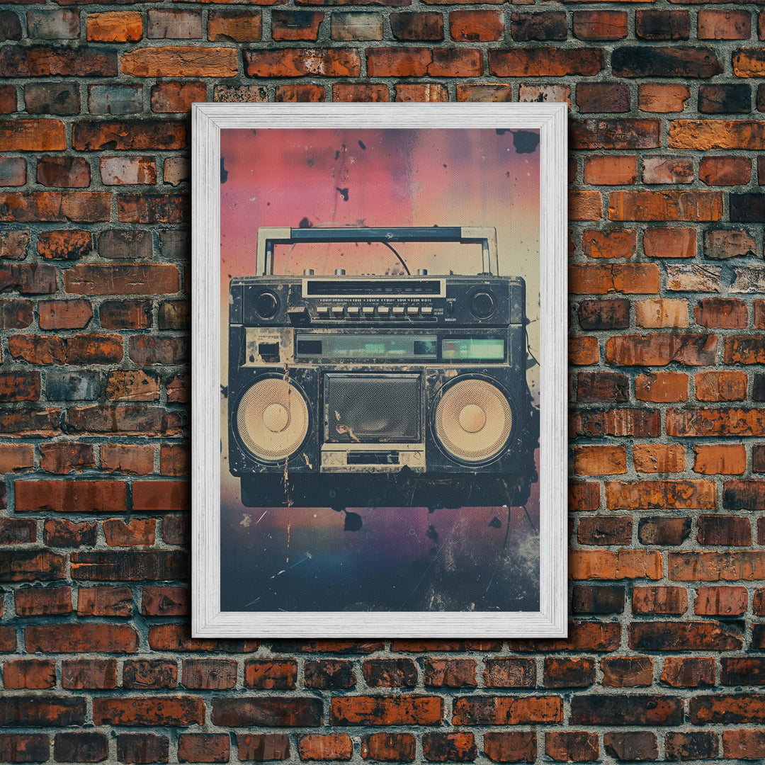 Boombox, Music Wall Art, Retro Wall Art, Canvas Print, Wall Hanging, Portrait Art, Apartment Wall Decor, Gaming Wall Decor, Above Bed Art