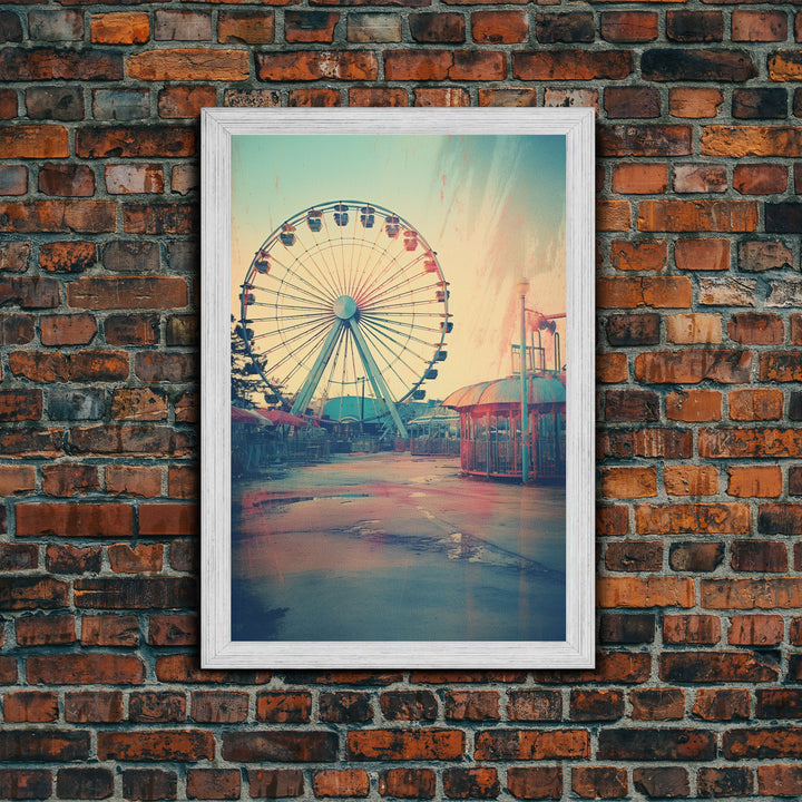 Ferris Wheel, Theme Park, Carnival Rides, Canvas Print, Wall Hanging, Portrait Art, New Homeowner Gift, Modern Home Decor, Bookshelf Decor