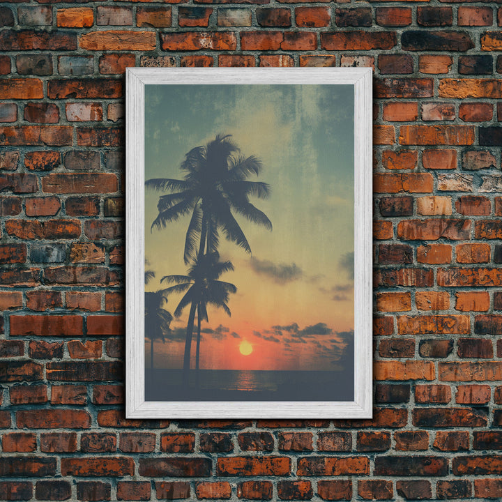 Palm Tree Wall Art, Tropical Wall Art, Beach Wall Art, Canvas Print, Wall Hanging, Portrait Art, Home Wall Decor, Hostess Gift, Office Print